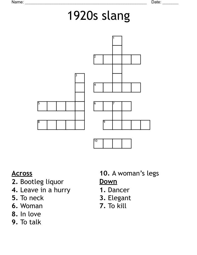 1920s slang  Crossword