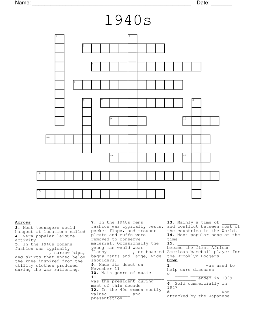 1940s Crossword