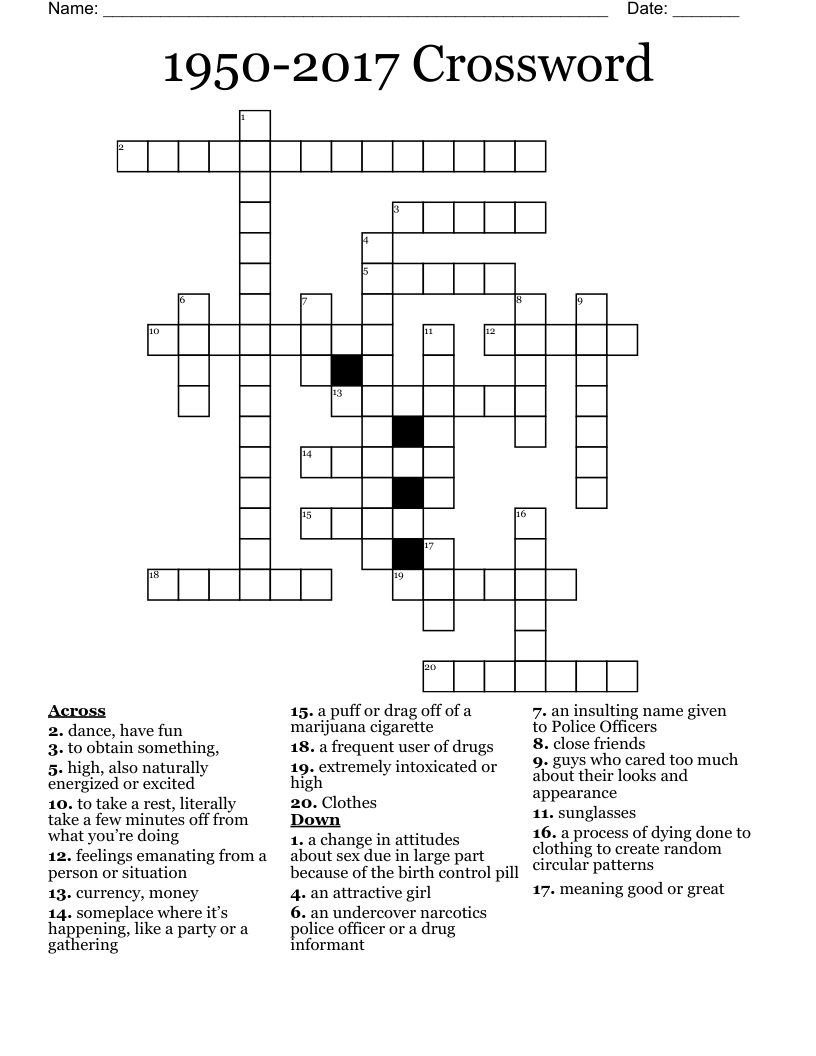1950-2017 Crossword