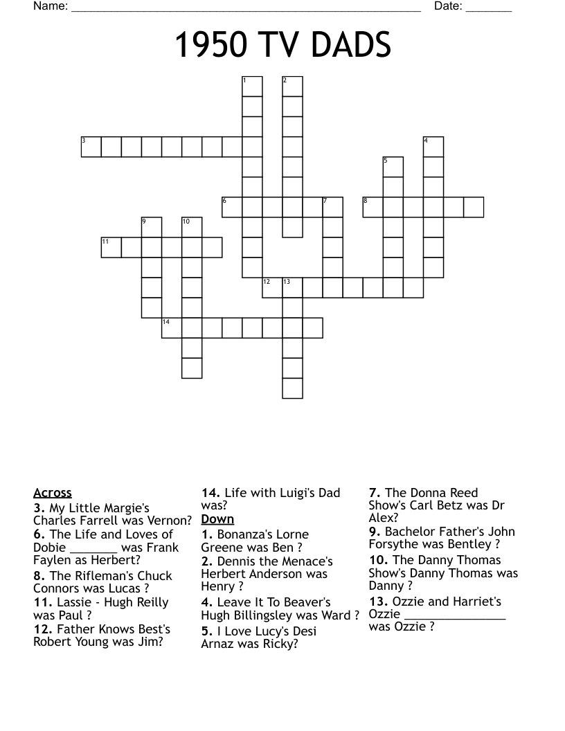 1950 TV DADS Crossword