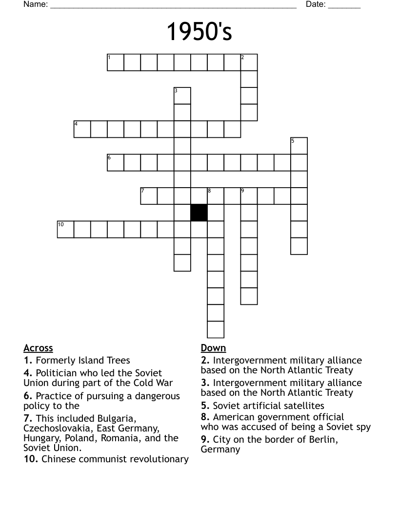 1950's Crossword