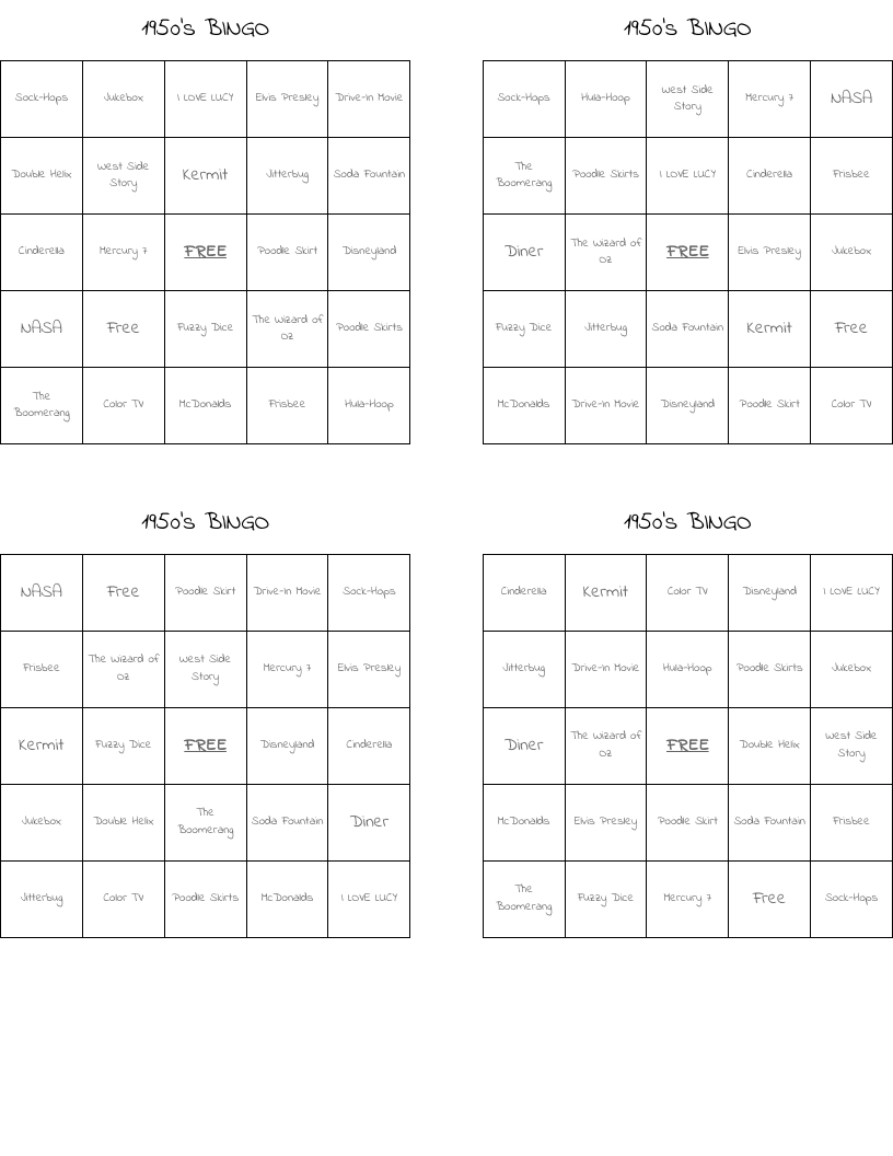 1950's BINGO