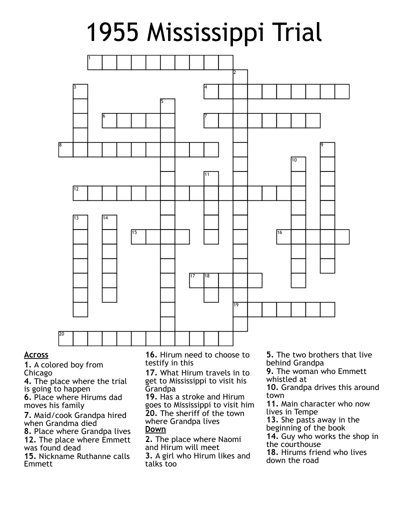1955 Mississippi Trial Crossword