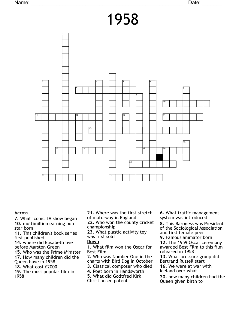 1958 Crossword