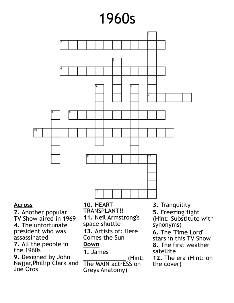 1960s Crossword