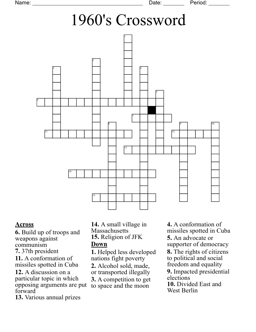 1960's Crossword