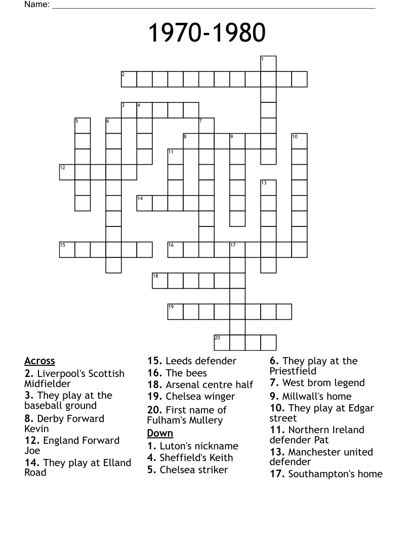1970-1980 Crossword