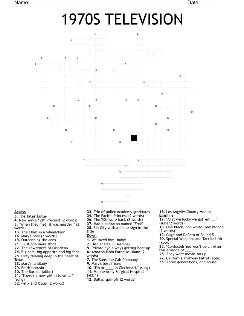 1970S TELEVISION Crossword