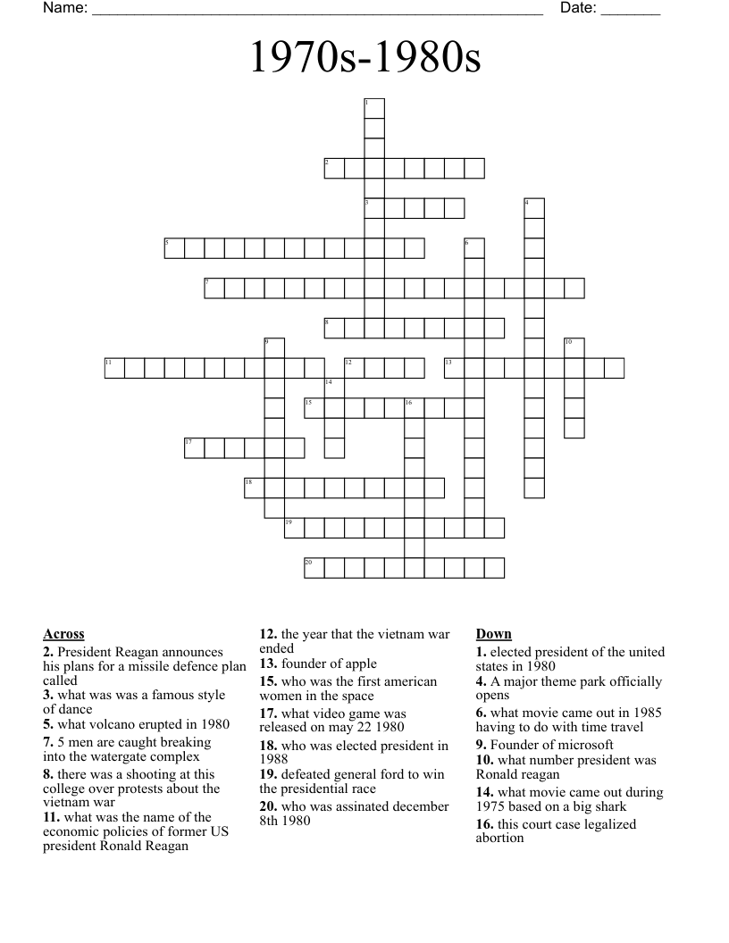 1970s-1980s Crossword