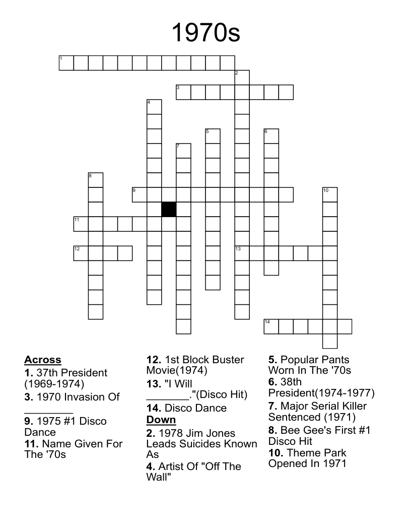 1970s Crossword