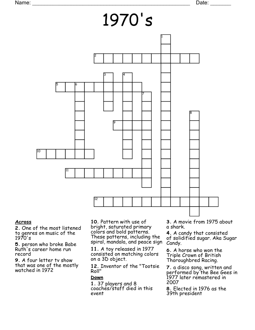 1970's Crossword