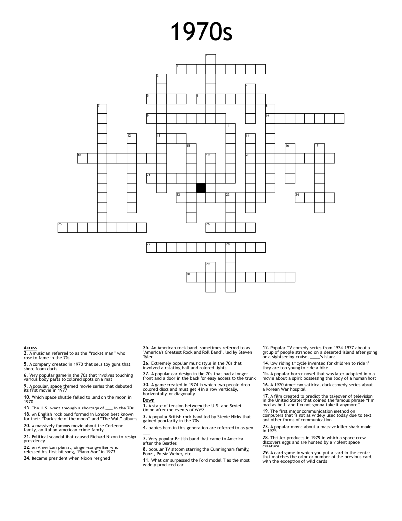 1970s Crossword