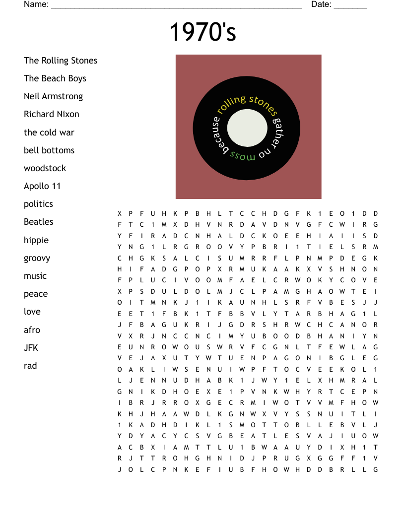 1970's Word Search