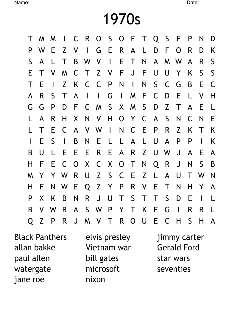 1970s Word Search