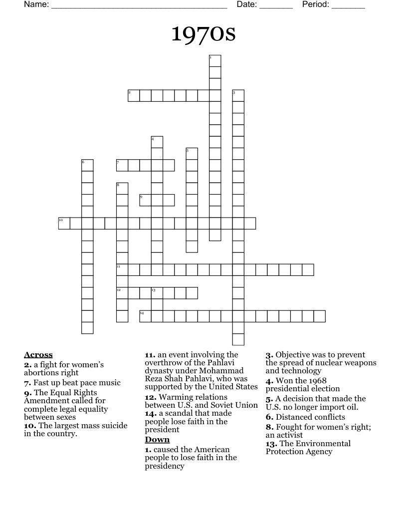 1970s Crossword
