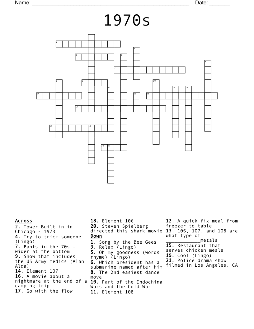 1970s Crossword