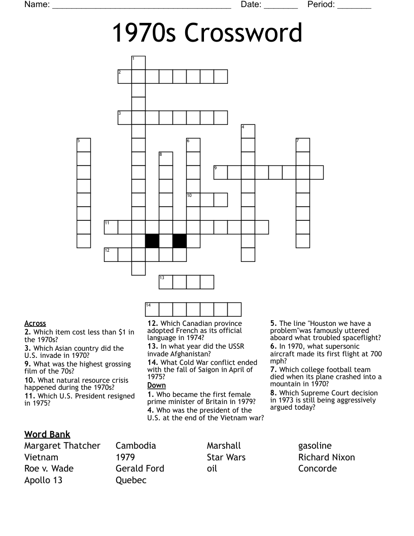 1970s Crossword