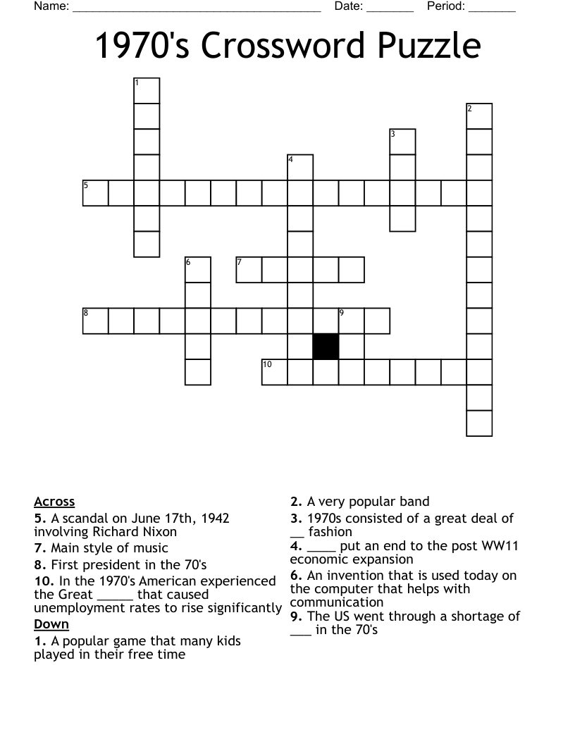 1970's Crossword Puzzle