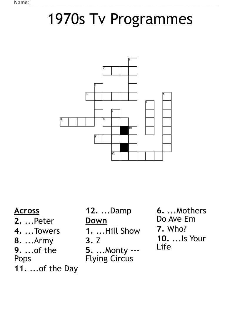 1970s Tv Programmes Crossword