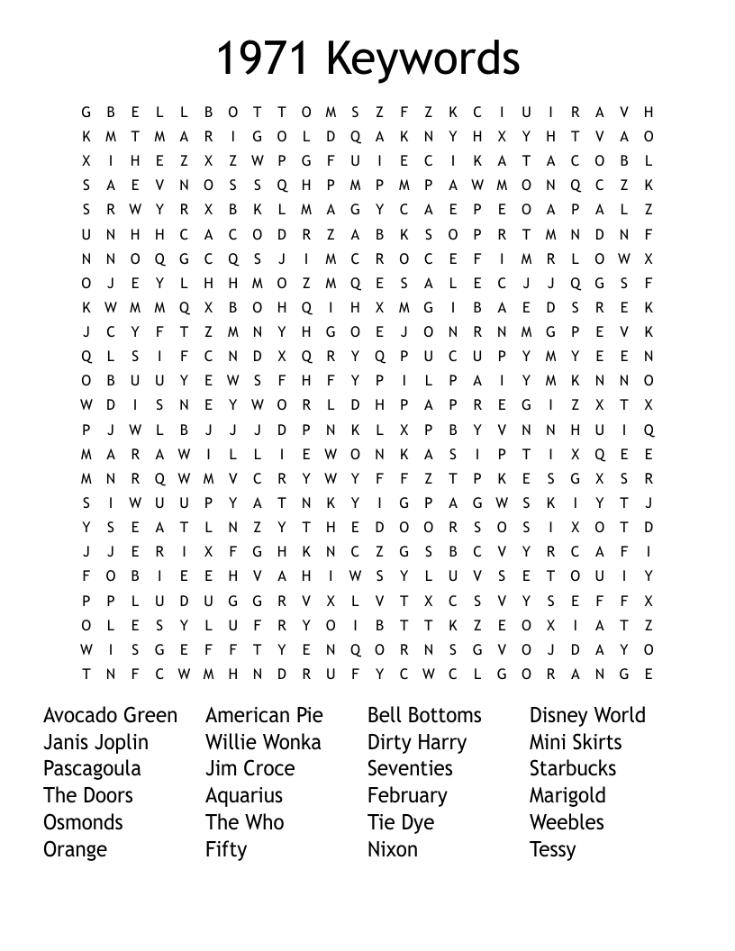 1971 Keywords Word Search