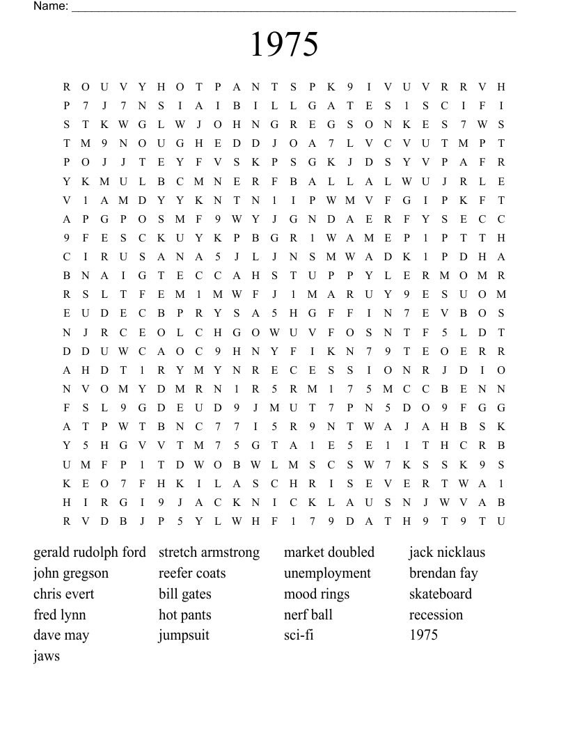 1975  Word Search