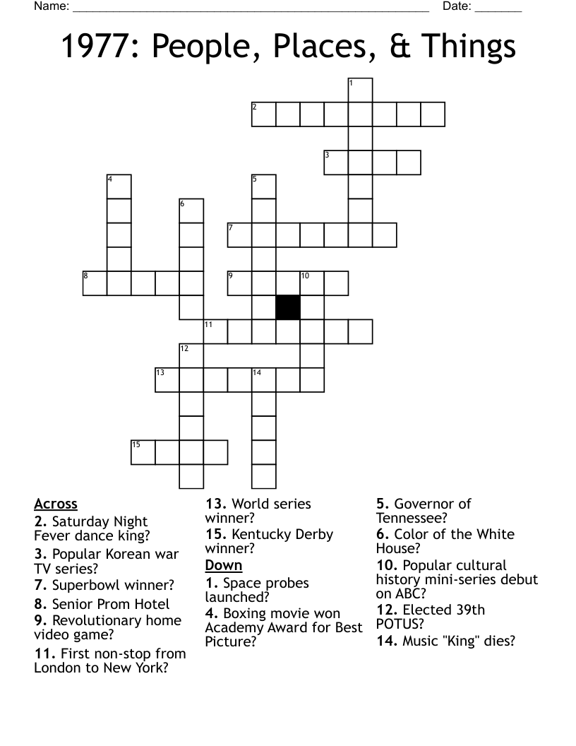 1977: People, Places, & Things Crossword