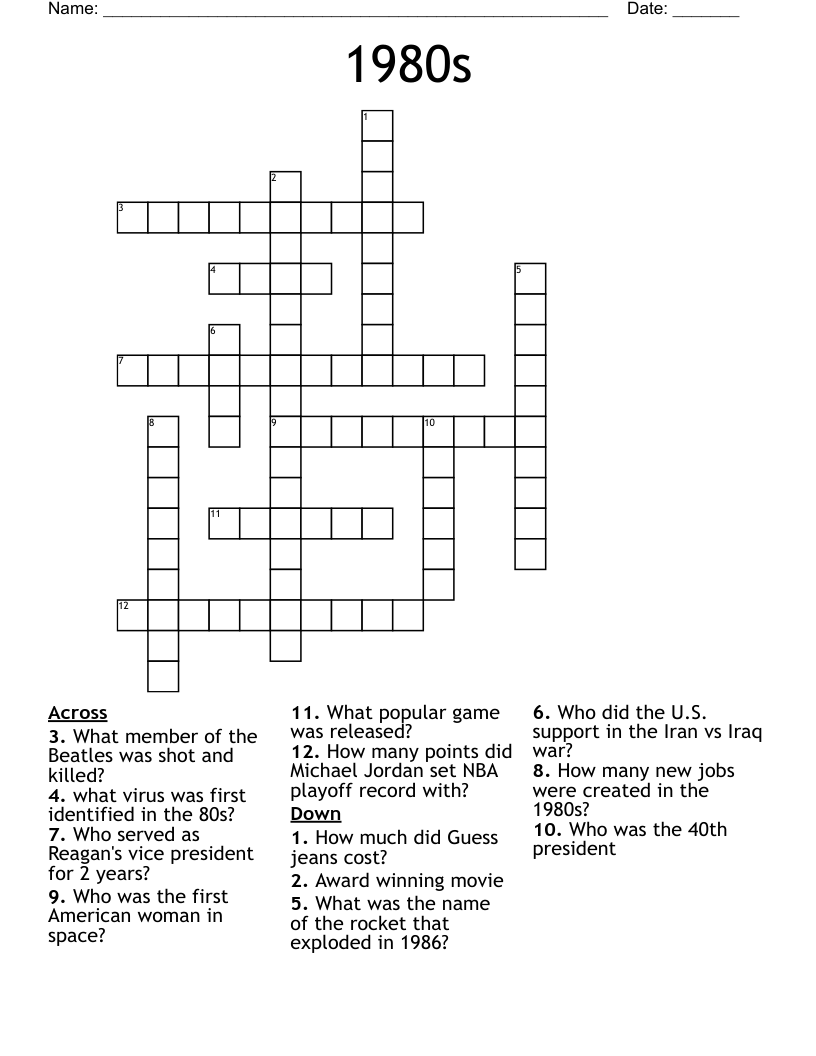 1980s Crossword