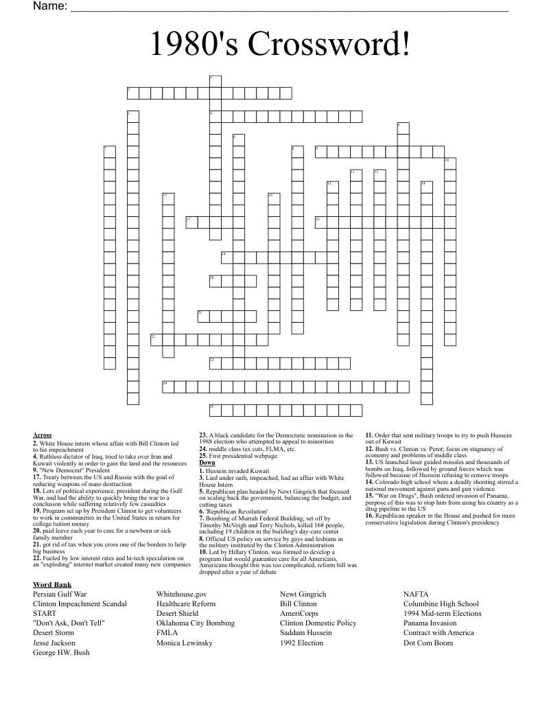 1980's Crossword!