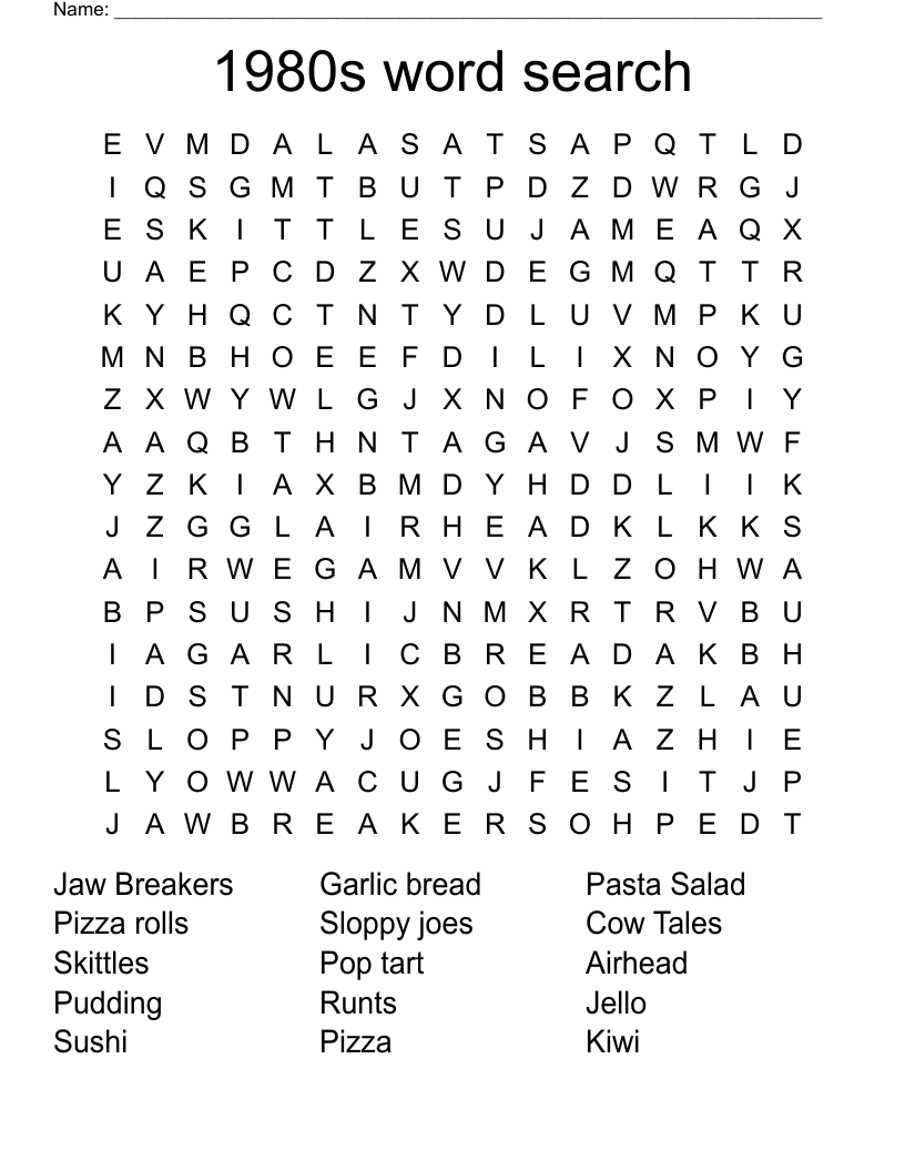 1980s word search