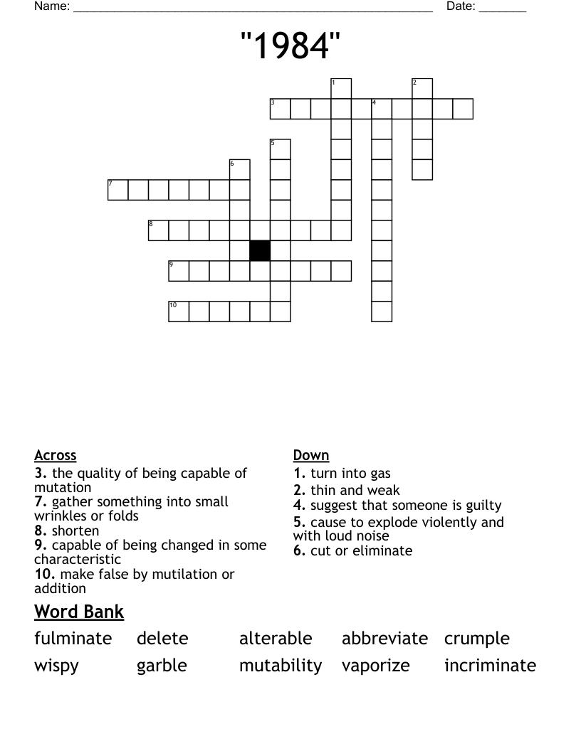 "1984" Crossword