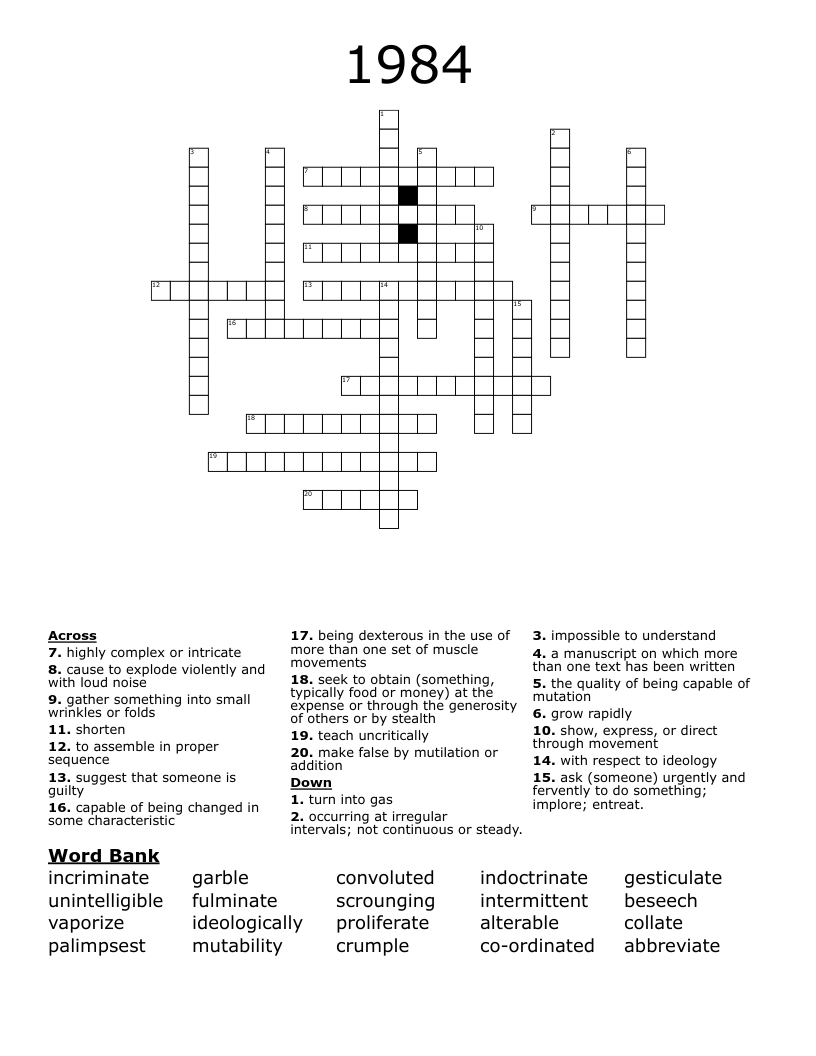 1984 Crossword
