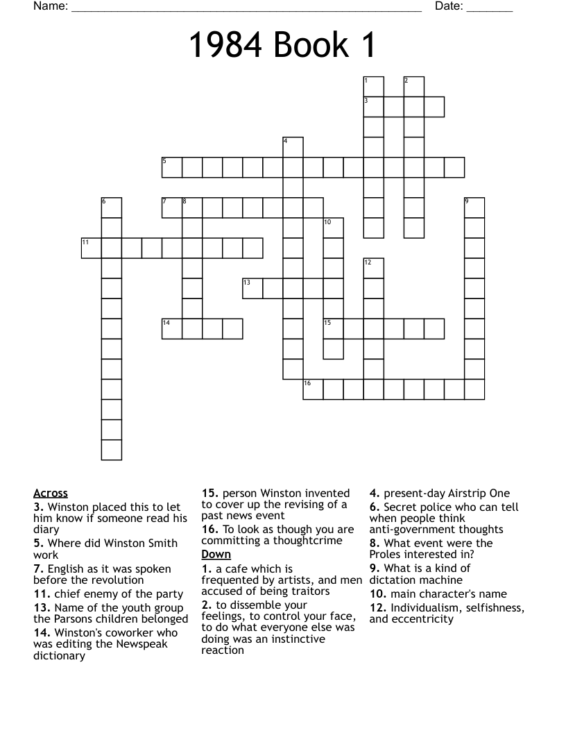 1984 Book 1 Crossword