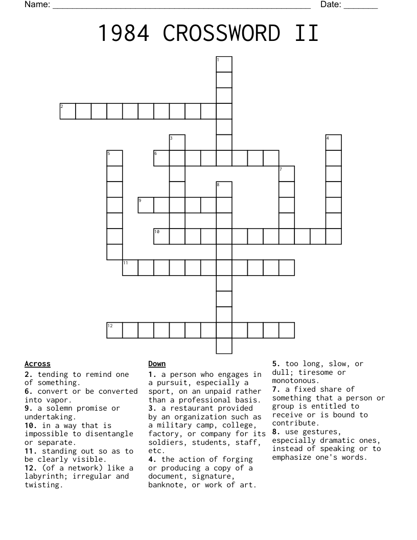 1984 CROSSWORD II