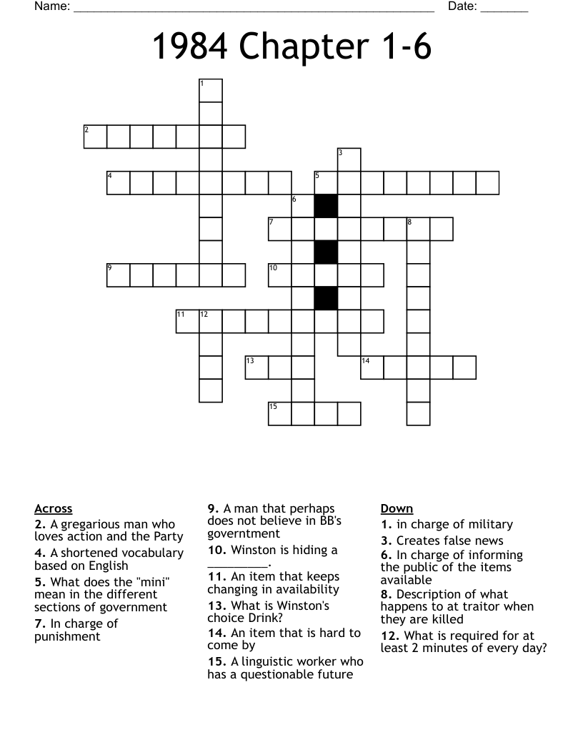 1984 Chapter 1-6 Crossword