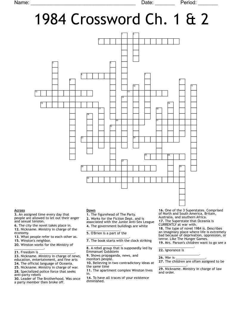 1984 Crossword Ch. 1 & 2