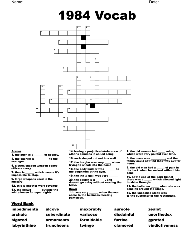 1984 Vocab Crossword