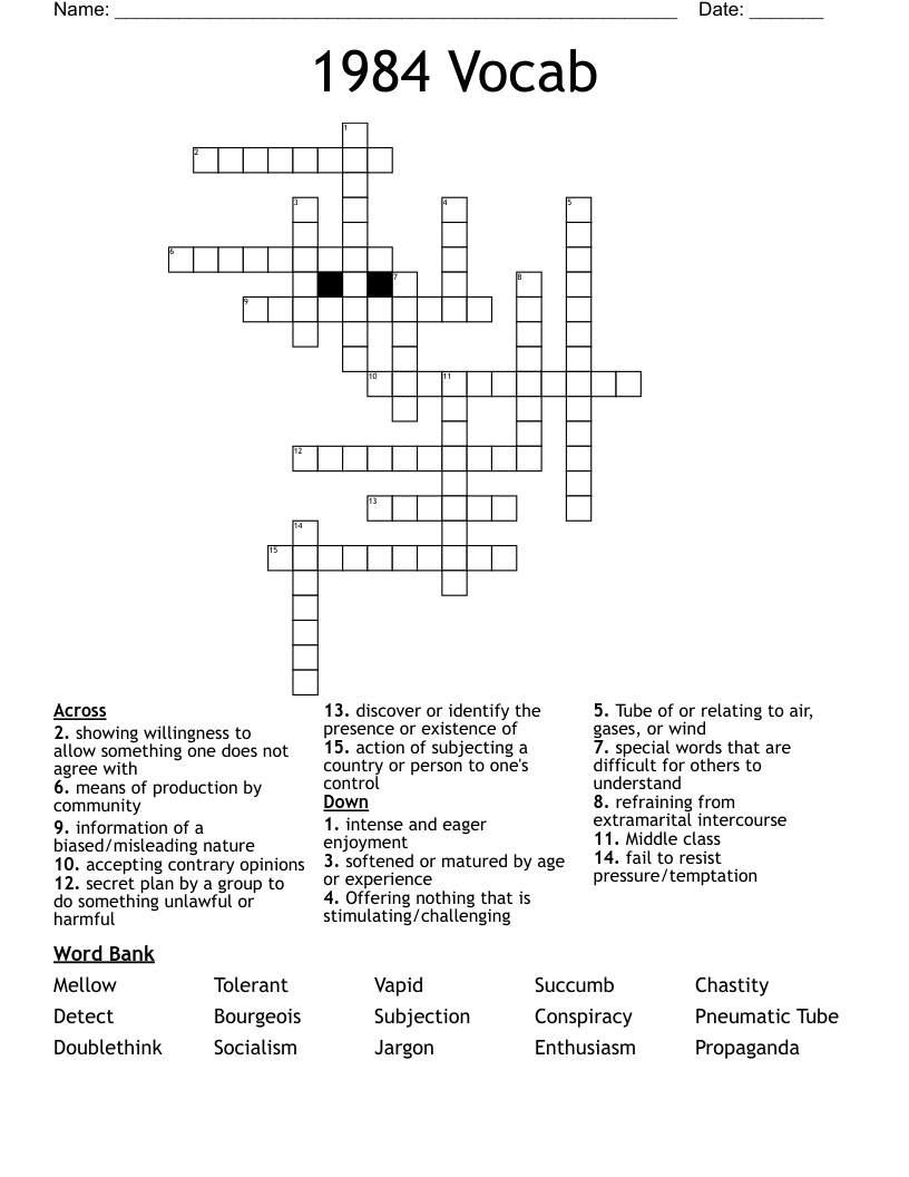 1984 Vocab  Crossword