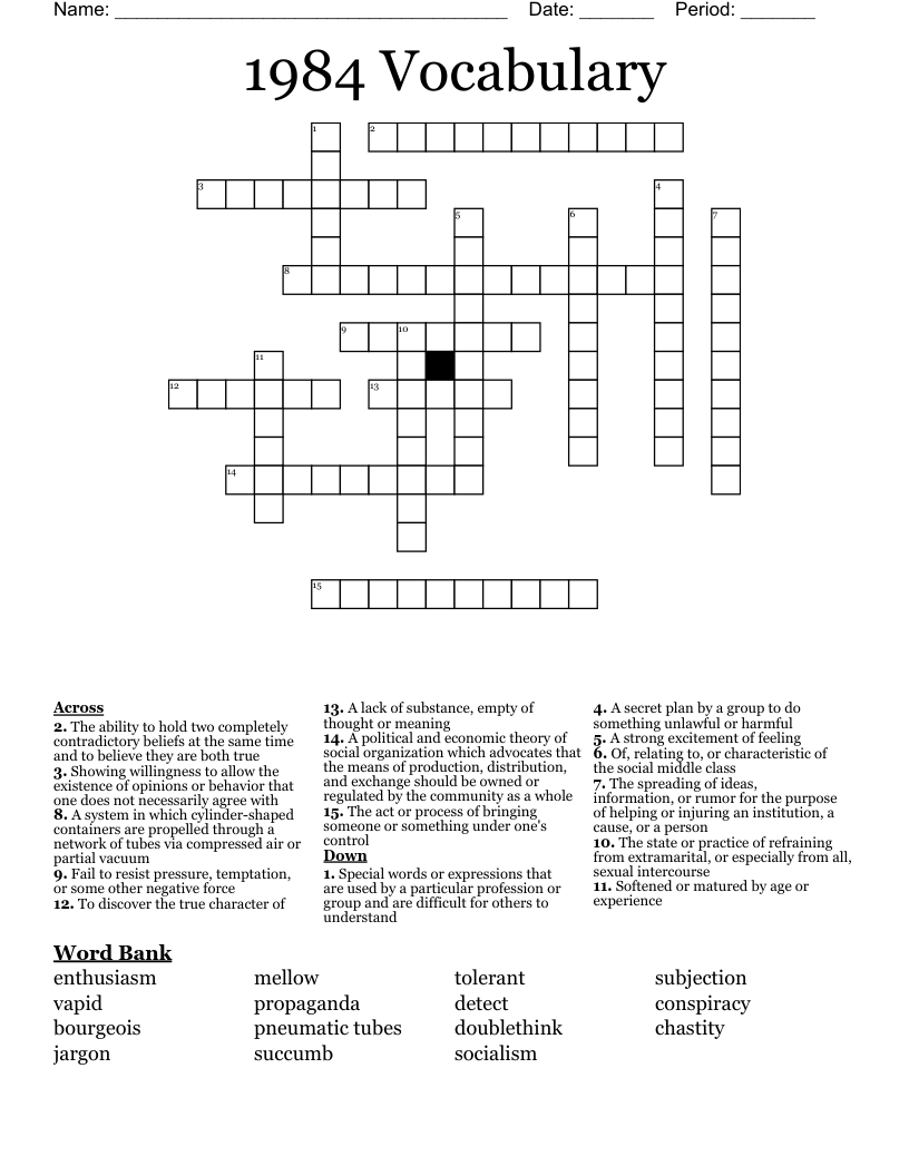 1984 Vocabulary Crossword