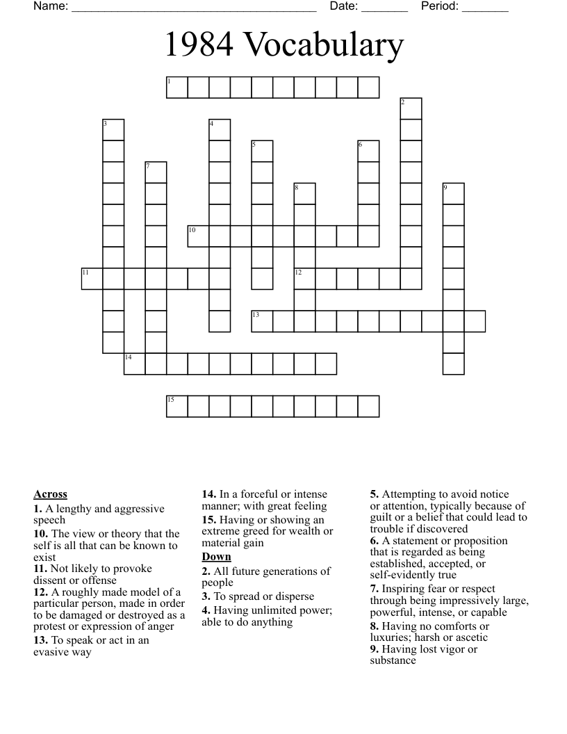 1984 Vocabulary Crossword
