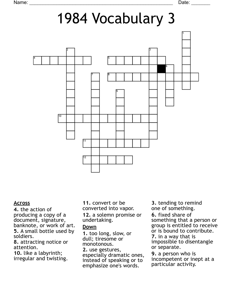 1984 Vocabulary 3 Crossword
