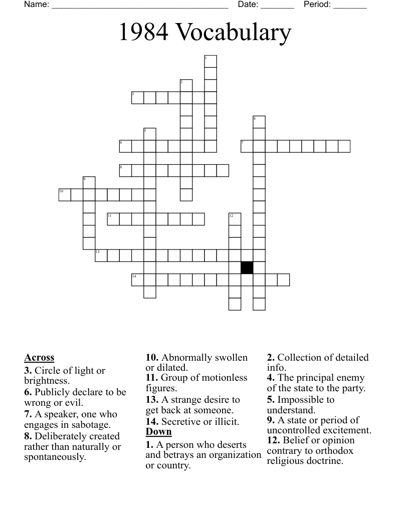 1984 Vocabulary Crossword
