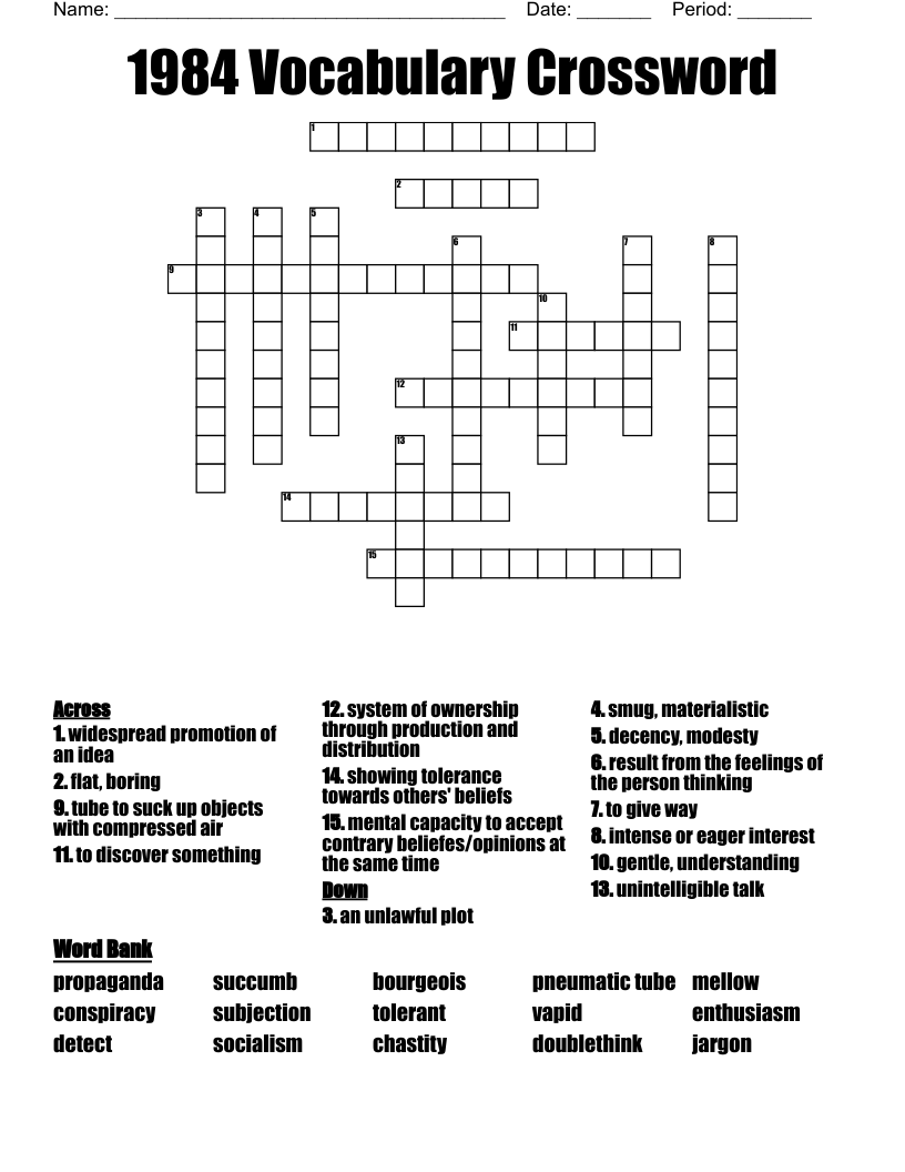 1984 Vocabulary Crossword