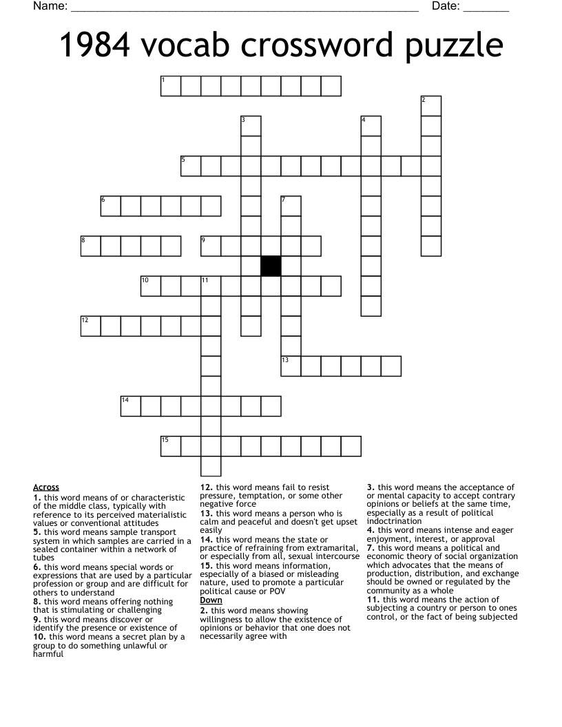 1984 vocab crossword puzzle