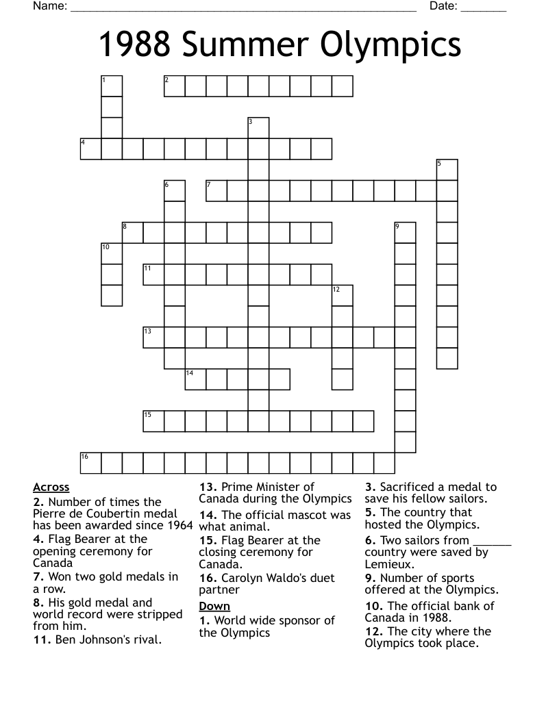 1988 Summer Olympics Crossword