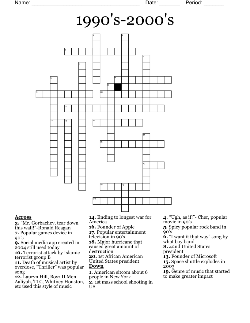 1990's-2000's Crossword
