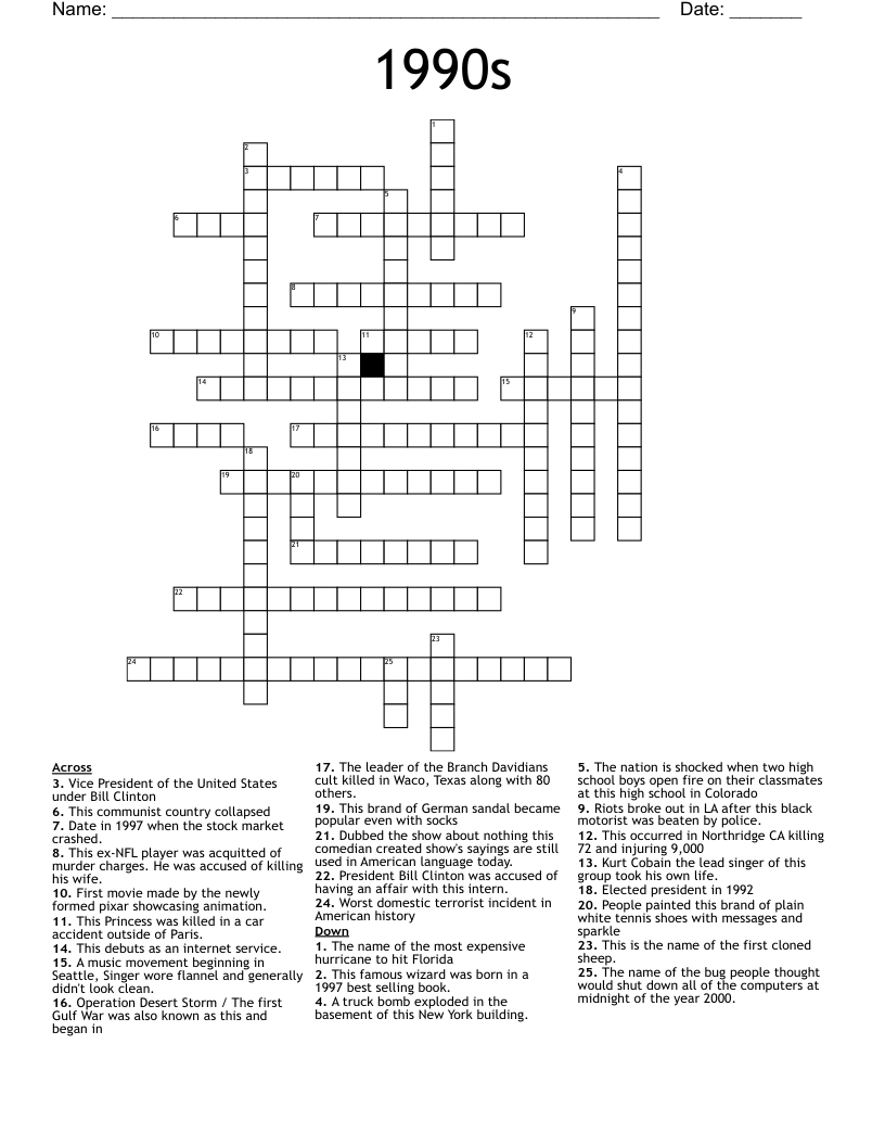1990s Crossword