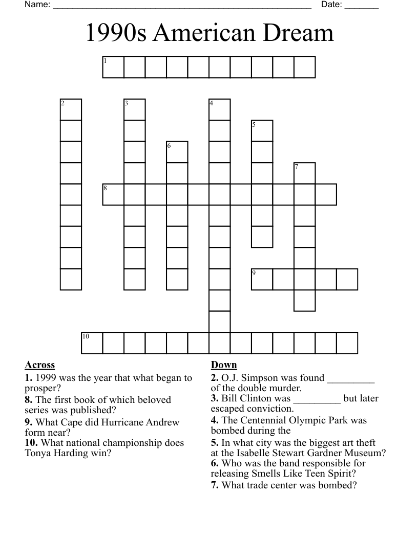 1990s American Dream Crossword