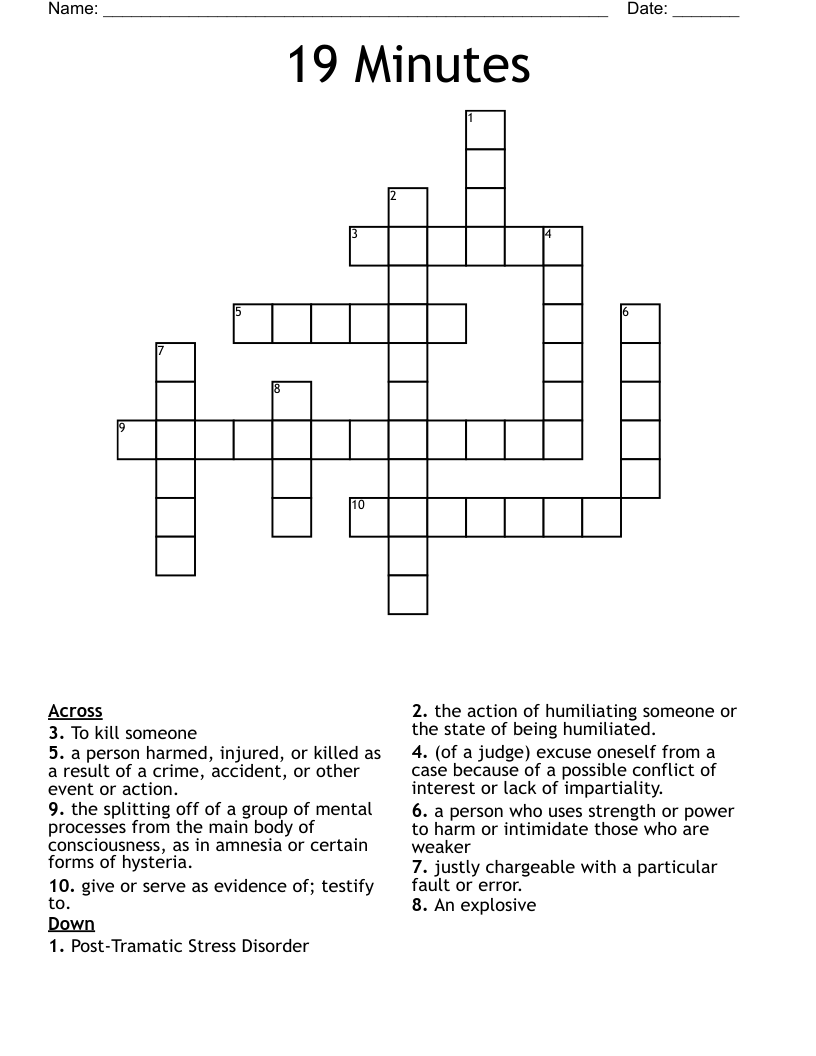 19 Minutes Crossword