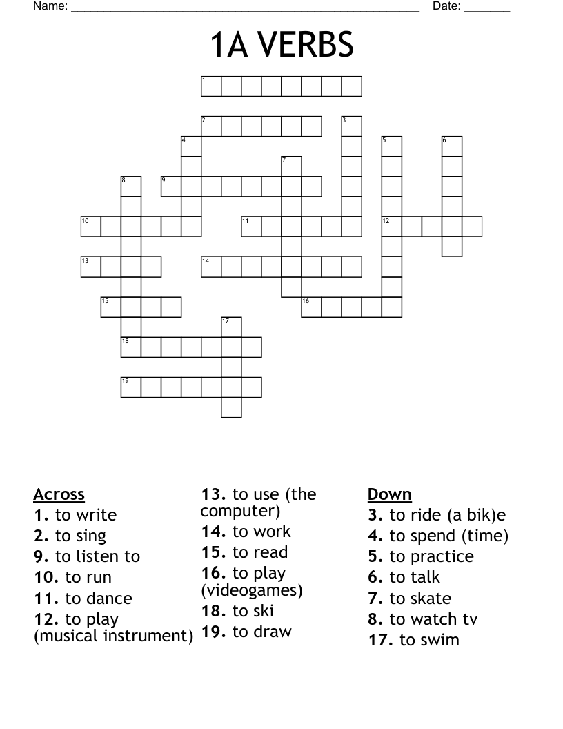 1A VERBS Crossword