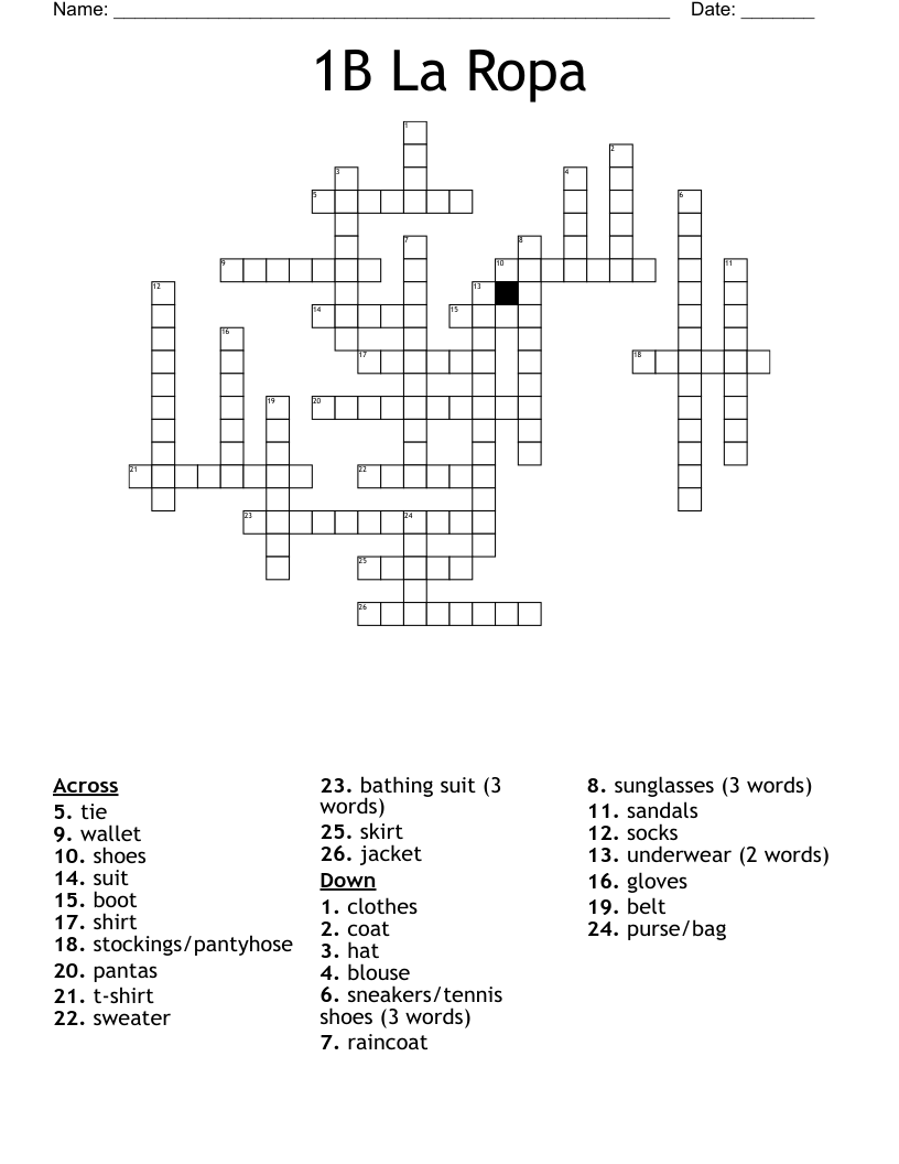 1B     La Ropa Crossword